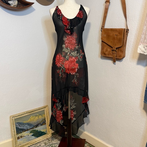 NWOT Free People Intimately Hi-low Sheer Floral Slip Dress Getting Out